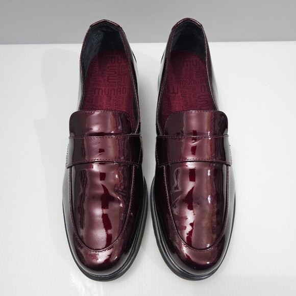 Munro Geena Penny Loafer Womens 9.5 Burgundy Red Shiny Patent Leather Slip On - Picture 5 of 13